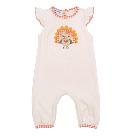 Magnolia Baby Thankful Applique Flutters Playsuit