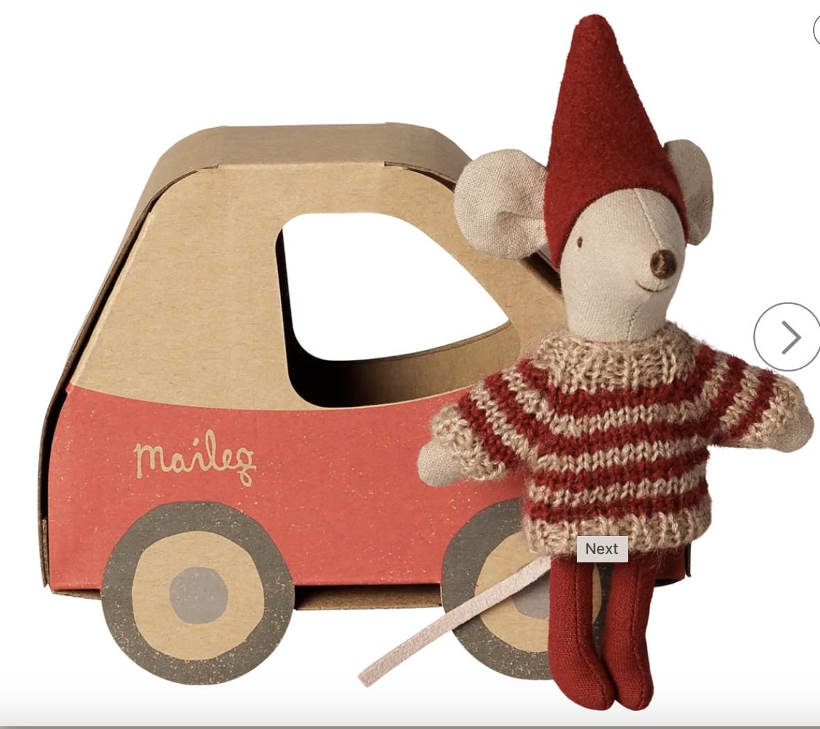 MAILEG Christmas Mouse, Little Sister In Car Box