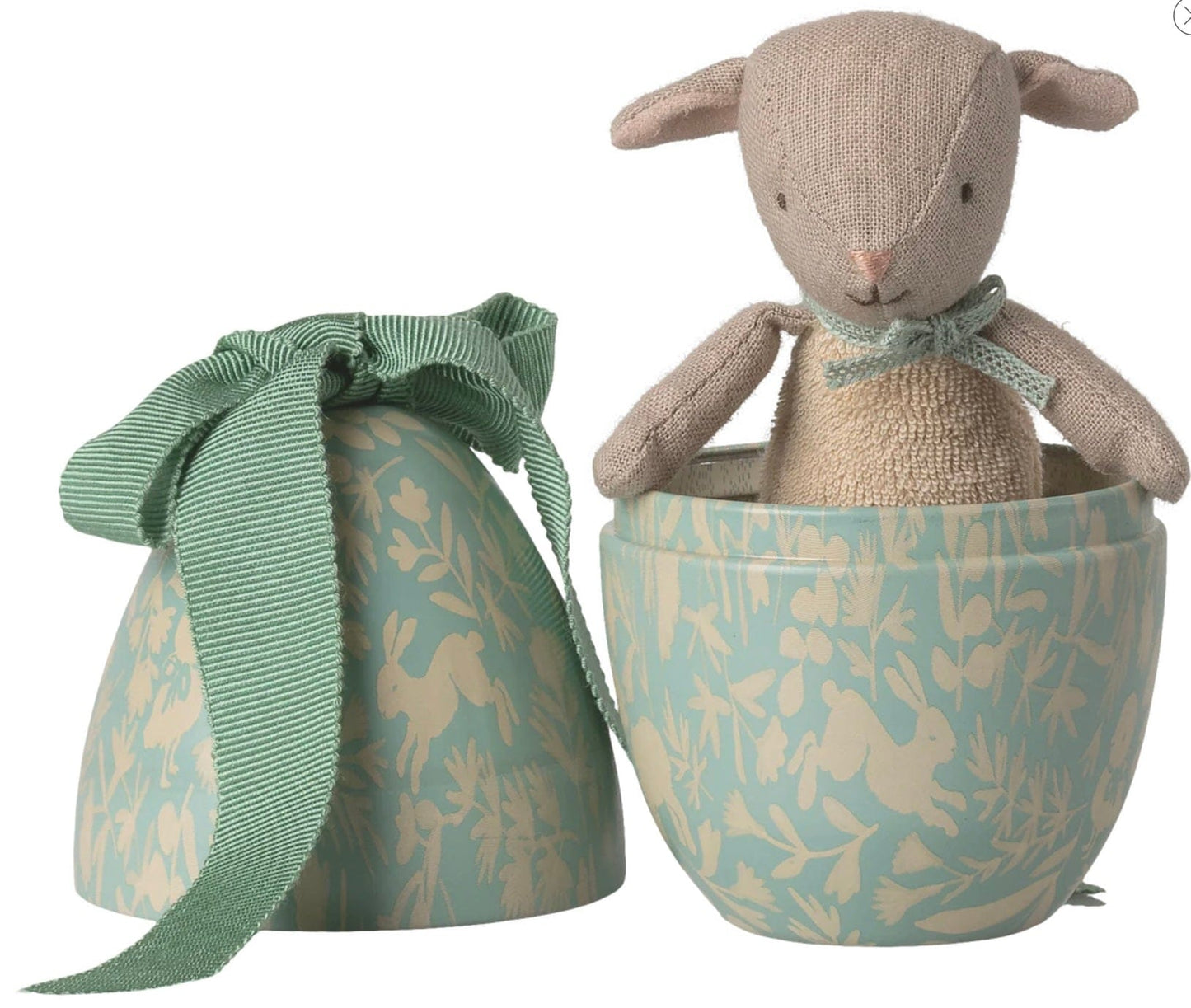 MAILEG Easter egg with micro lamb, Small - Dusty mint