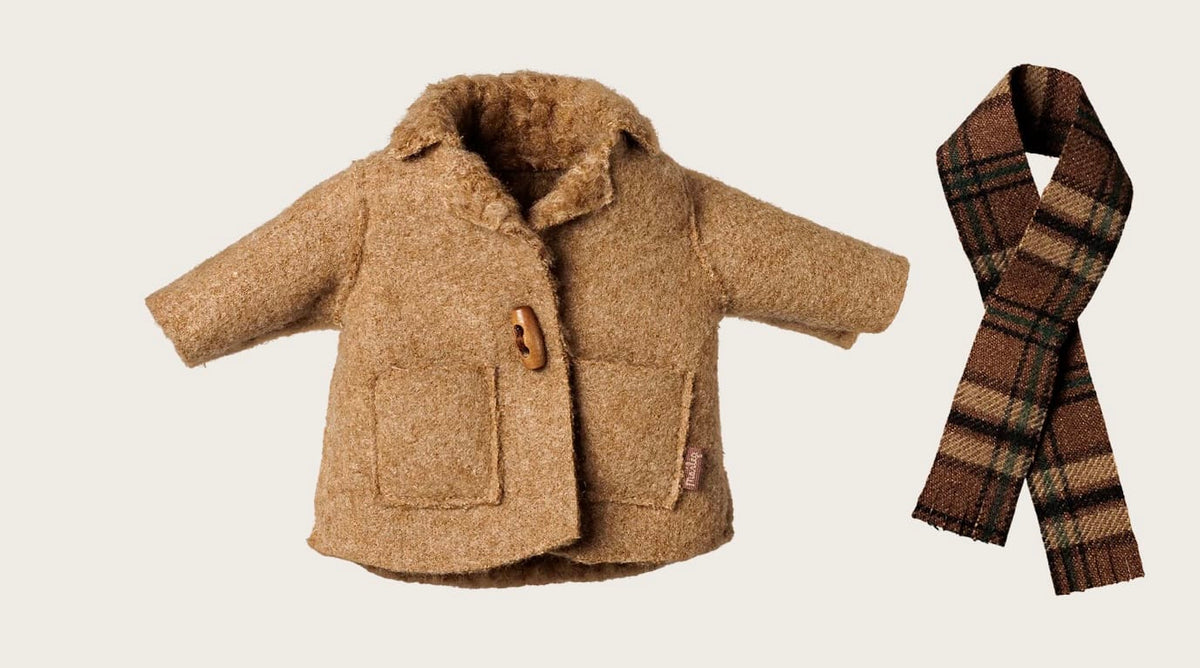 MAILEG Jacket And Scarf - Medium Mouse