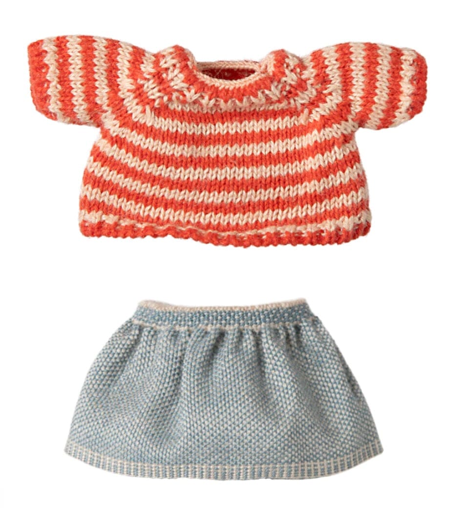 MAILEG Knitted sweater and skirt, Big sister mouse