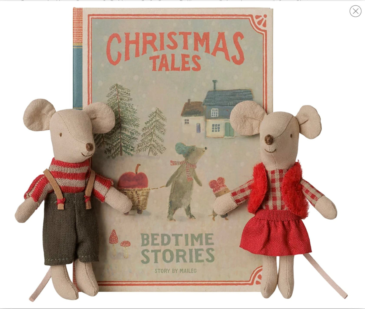 MAILEG Maileg Girls Accessories-toys  Christmas Twin Mice, Little Sister And Brother In Book