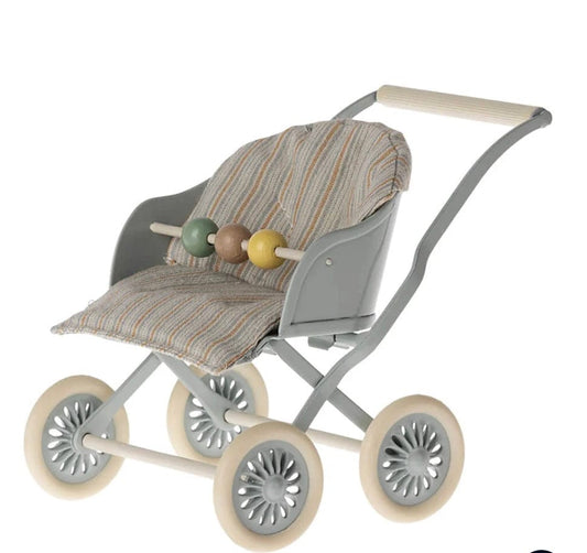 Maileg Stroller Baby Mouse Blue