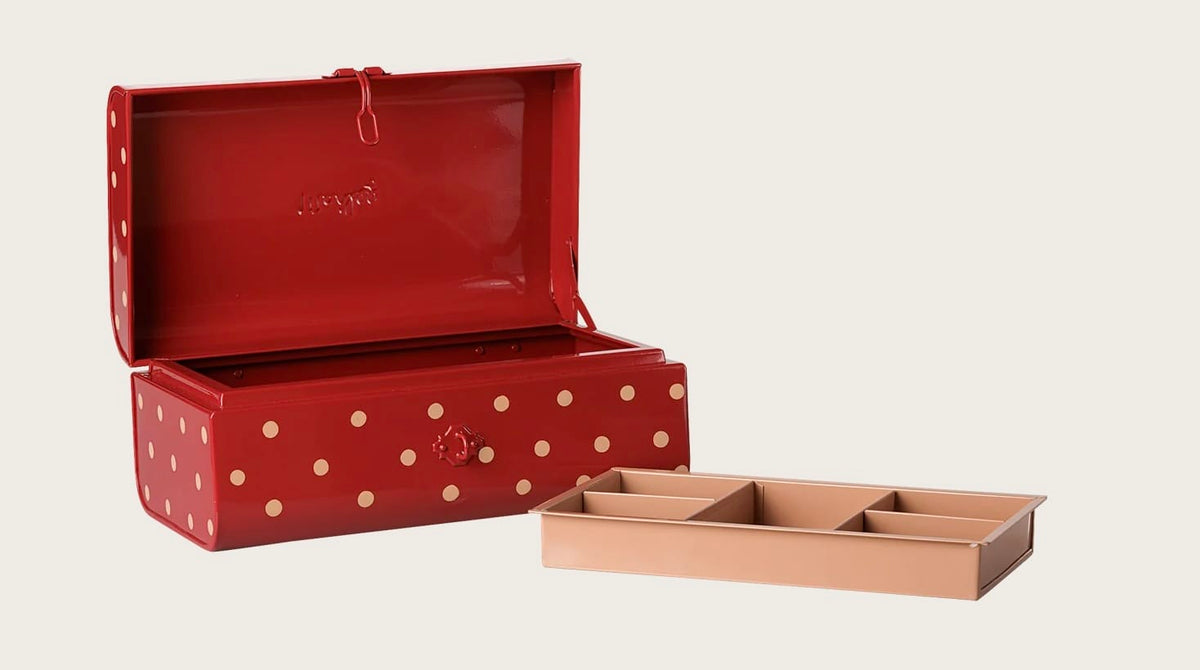MAILEG Suitcase, Small - Red W. Tray