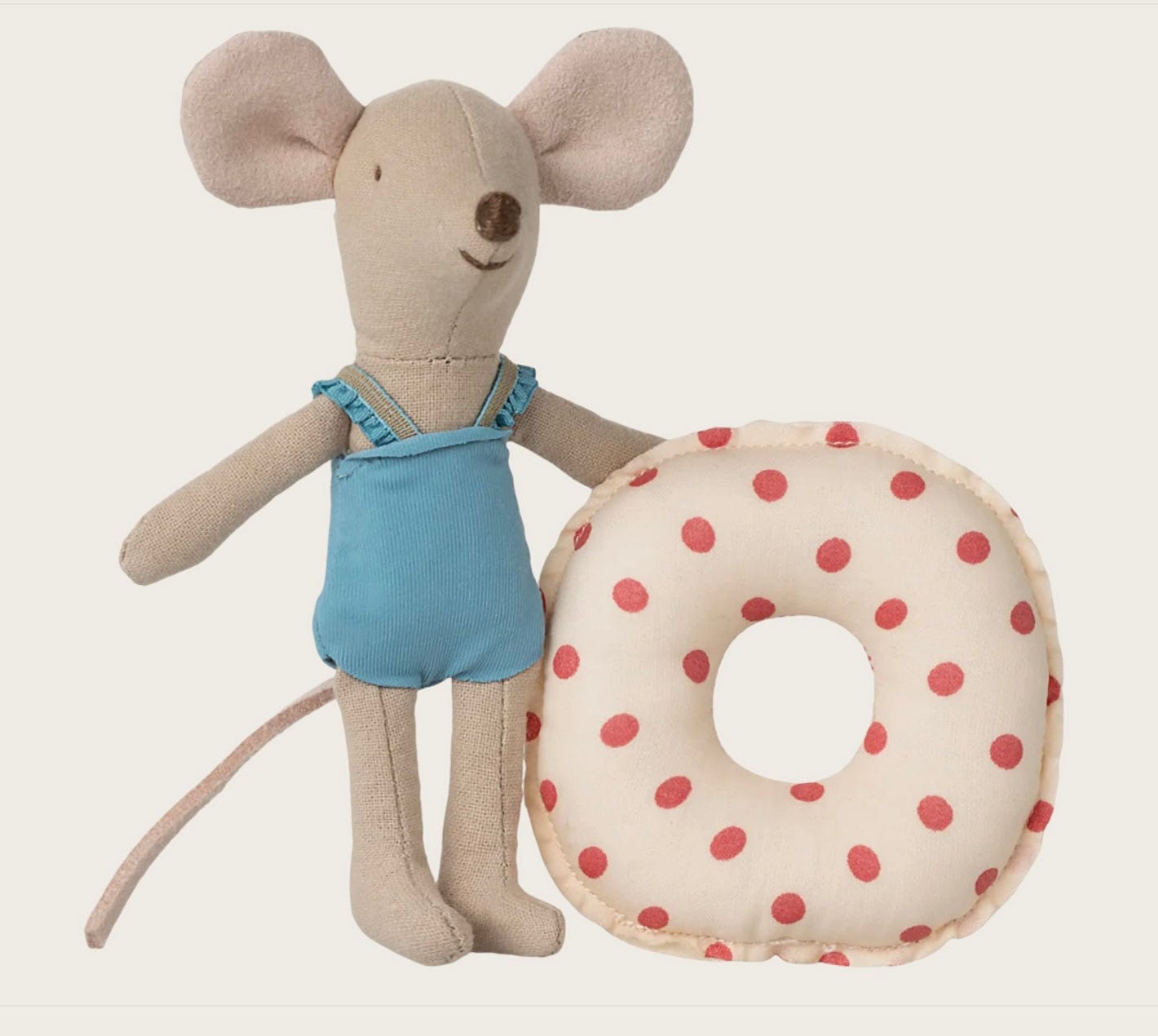 Maileg Beach mouse with float, Little sister - Red dot
