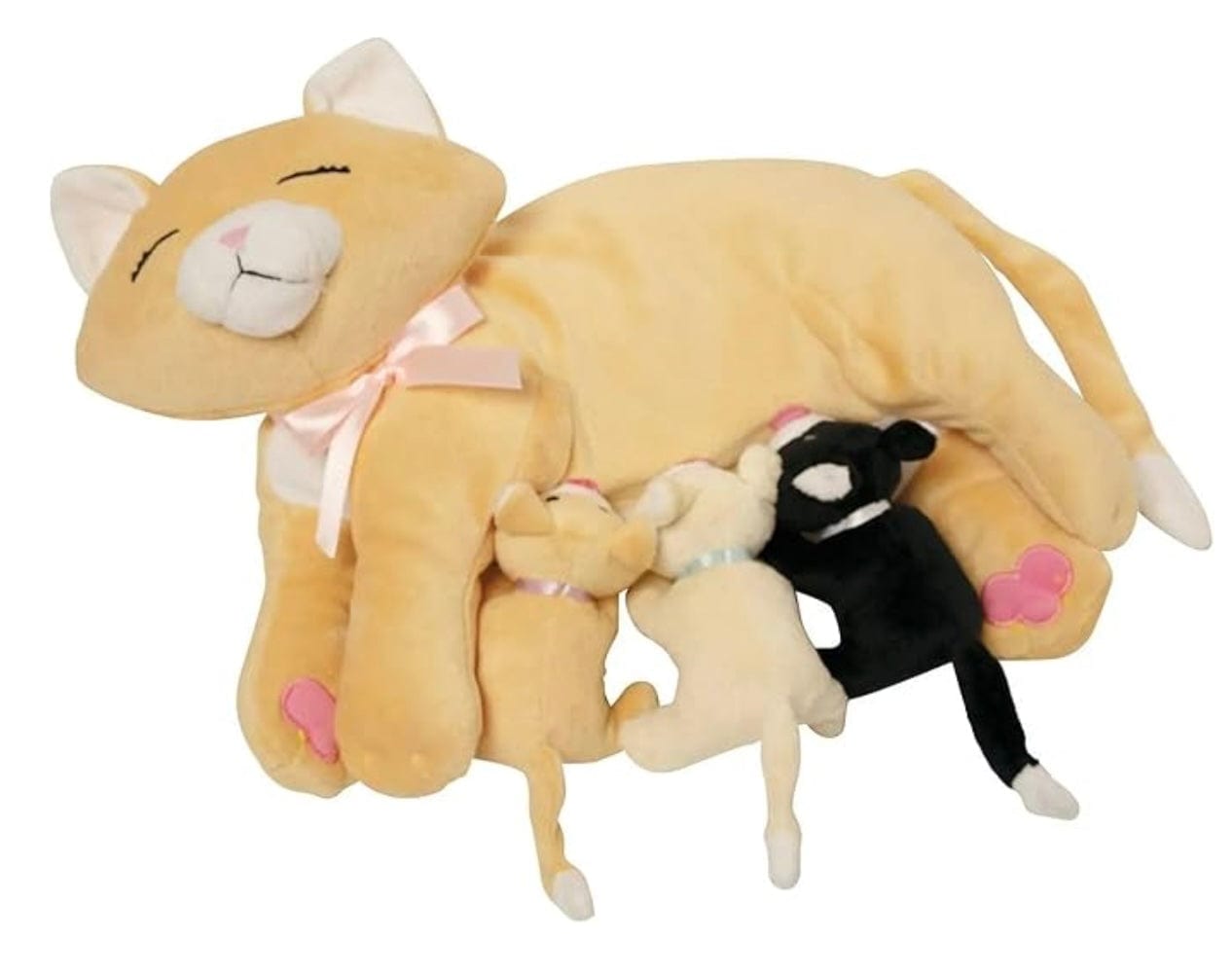 Manhattan toys Nina Nurturing Cat Stuffed Animal with Plush Kittens 10 inch