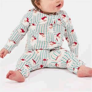 MARY SQUARE Mary Square Boys Infant Boys-footies/converters Pj Baby Pj Onsie Santa Baby Stripes Pk