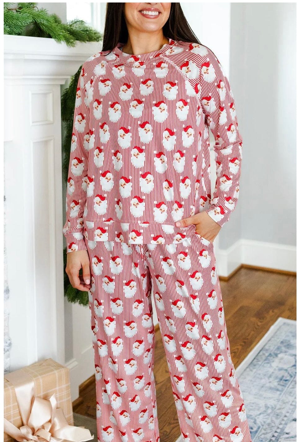 mary Square Santa Baby Red women's PJ set