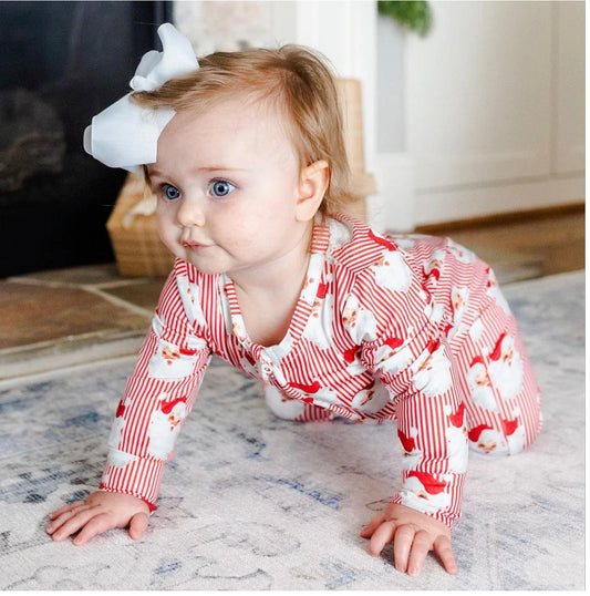 mary Square Toddler Santa Baby zipper romper PJ