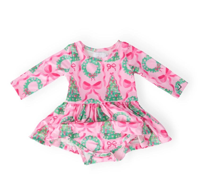 Mila an Rose Jingle Bows L/S Twirl Bodysuit
