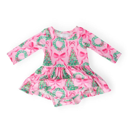 Mila an Rose Jingle Bows L/S Twirl Bodysuit