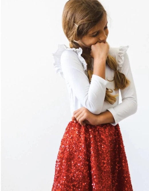 Mila an Rose Red Sequin Twirl Skirt