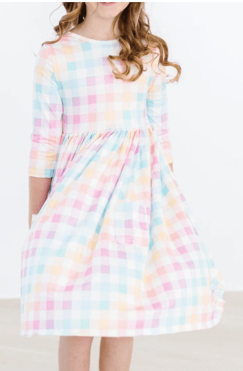 Mila and Rose Mila and Rose Plaid Pastel twirl dress