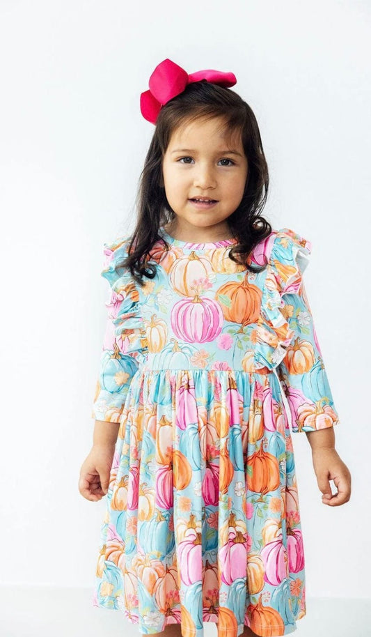 Mila and Rose Preppy Pumpkins  Ruffle Twirl Dress