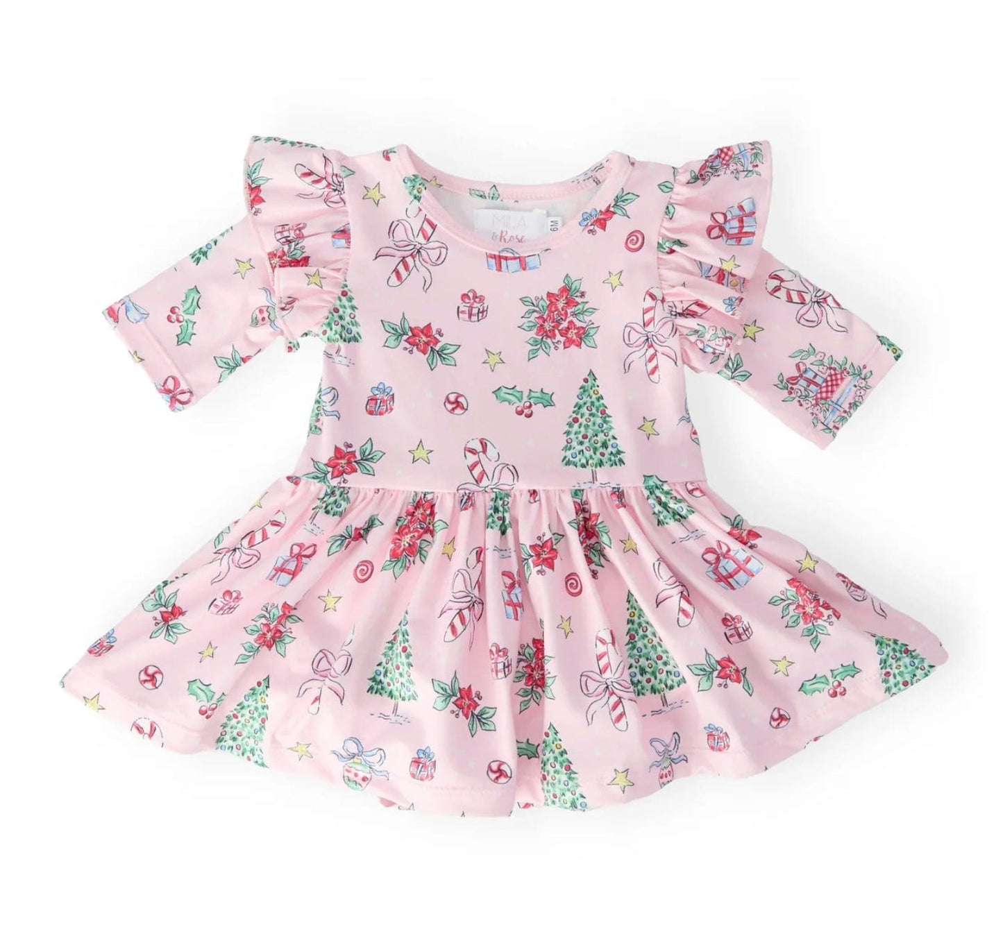 Mila and Rose Pink Christmas Twirl Bodysuit
