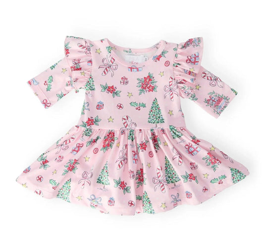 Mila and Rose Pink Christmas Twirl Bodysuit