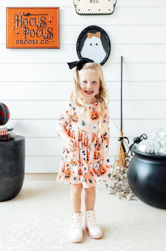 MILA & ROSE Pumpkin Peekaboo Twirl Dress