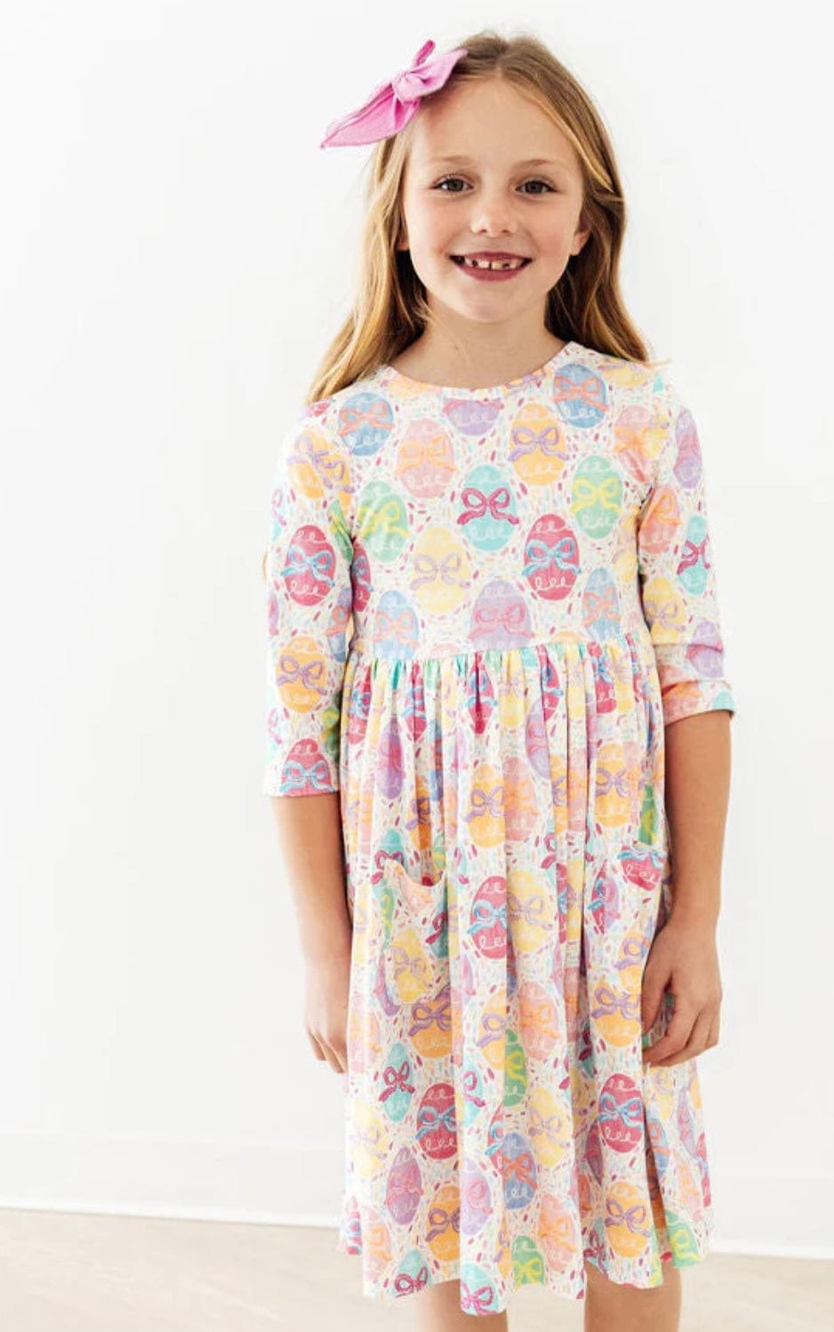 MILA & ROSE Mila & Rose Girls Girls-dresses Egg-stra Cute 3/4 Sleeve Pocket Twirl Dress