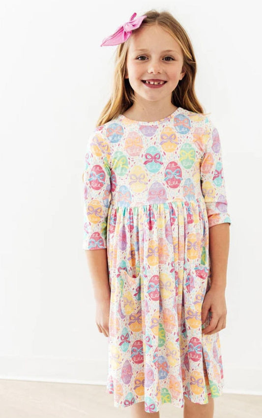 MILA & ROSE Mila & Rose Girls Girls-dresses Egg-stra Cute 3/4 Sleeve Pocket Twirl Dress