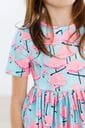 MILA & ROSE Pink Flamingo Twirl Dress