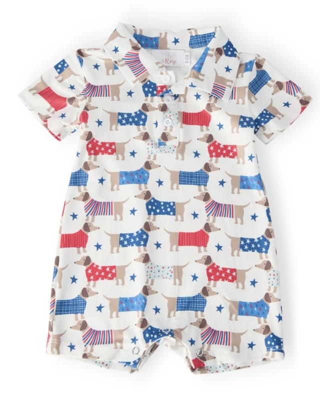 MILA ROSE Mila Rose Infant Boy Patriotic Pups Polo Shorty