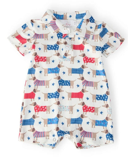 MILA ROSE Mila Rose Infant Boy Patriotic Pups Polo Shorty