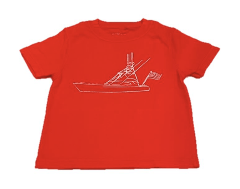Mustard and Ketchup Kids Sport Fishing Boat With Flag Tee