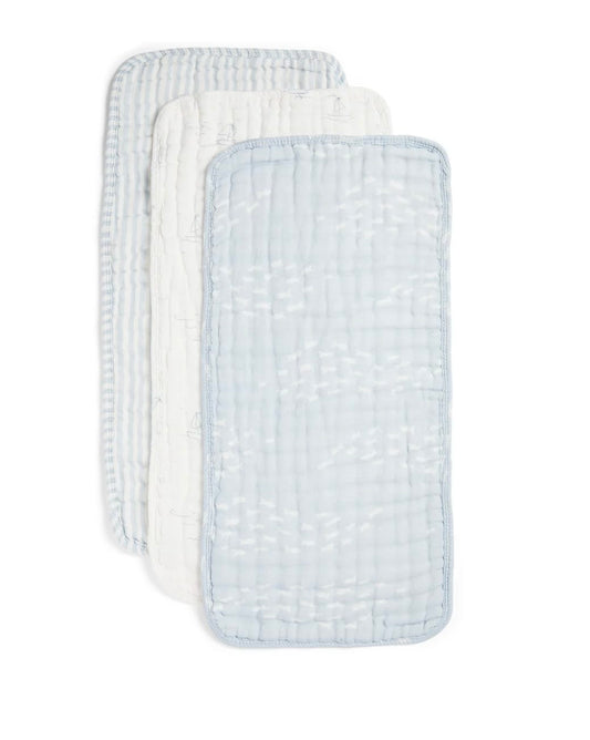 NANA BABY ORGANIC Blue Organic Muslin Burp Cloths