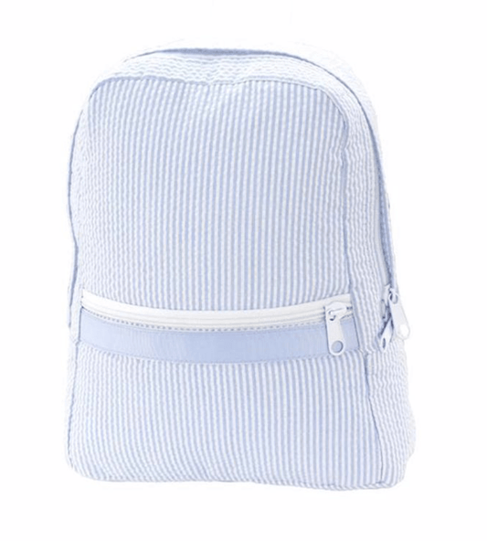 Oh Mint Default Baby Blue Seersucker Medium Backpack