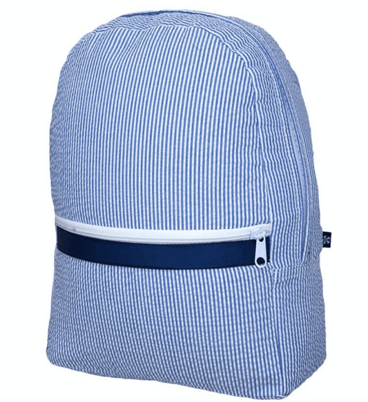 Oh Mint Default Navy Seersucker Small Backpack