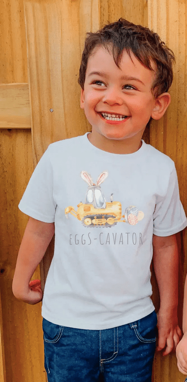 Painted Sky Eggs-Cavator Easter Tractor  Toddler Tee