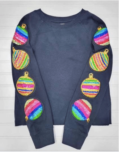 Paper Flower Christmas Ornaments sequin crop sweatshirt