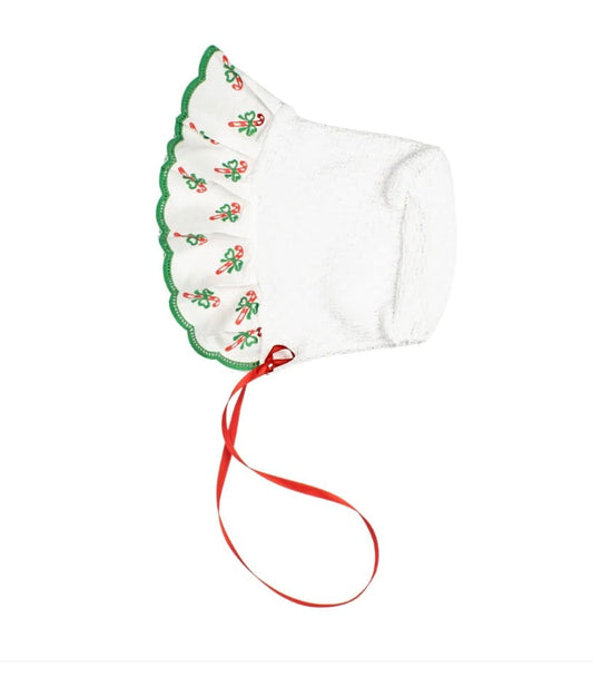 Paty Inc. Paty Knit Bonnet with Swiss Candy Cane Ruffle