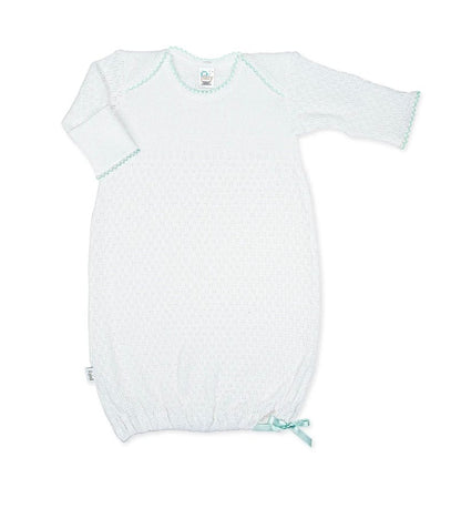 Paty Inc. White/Mint Ribbon Lap-Shoulder Gown NB