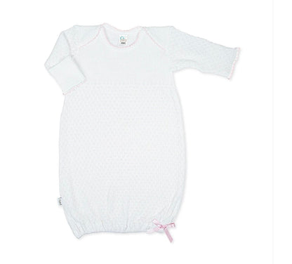 Paty Inc. White/Pink Ribbon Lap-Shoulder Gown NB