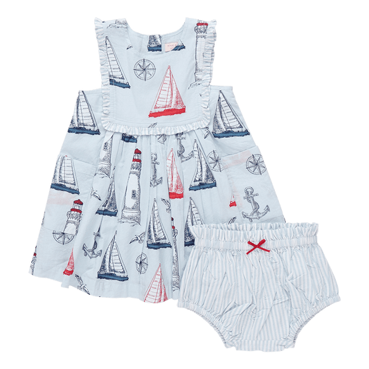 Pink Chicken Baby Girls Courtina Dress Set Nautical Adventure