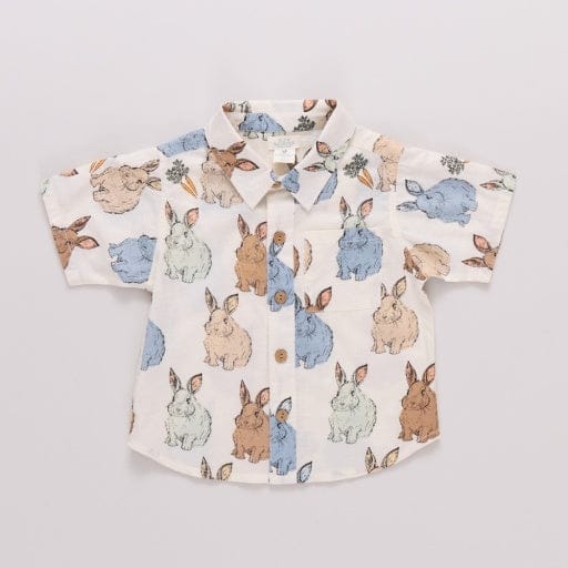 PINK CHICKEN Pink Chicken Boys Jack Shirt Blue Vintage Bunnies