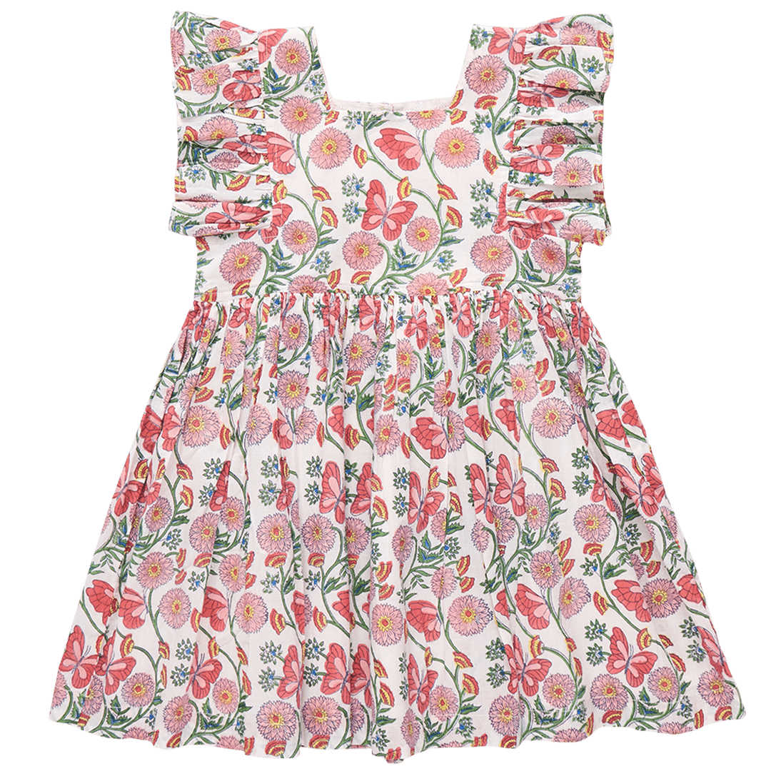 Pink Chicken GIRLS ELSIE DRESS - BUTTERFLY VINES