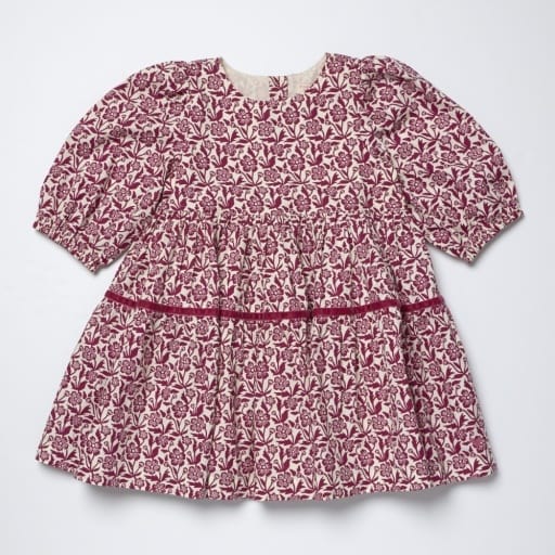 PINK CHICKEN Maribelle Dress Burgundy Climbing Floral