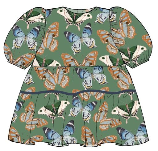 PINK CHICKEN Maribelle Dress Green Butterflies