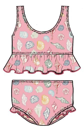 PINK CHICKEN Pink Chicken Girls Palmer Tankini - Pink Seashells