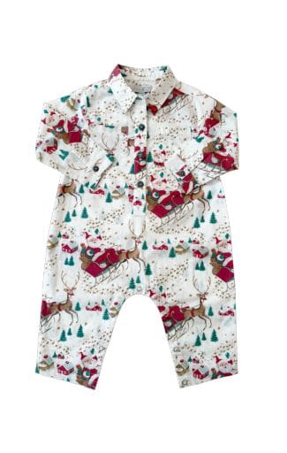 PINK CHICKEN Pink Chicken Boys Infant Boys-bubbles/rompers/sets Baby Boys Easton Jumper - Santa Sleigh