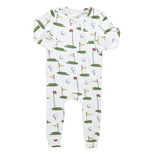 PINK CHICKEN Pink Chicken Baby Bamboo Romper - Cream Golf Tournament