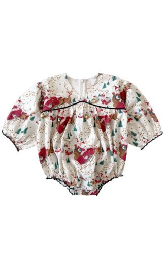 PINK CHICKEN Pink Chicken Girls Infant Girls-bubbles/dress/rompers/sets Baby Girls Wynne Bubble - Santa Sleigh
