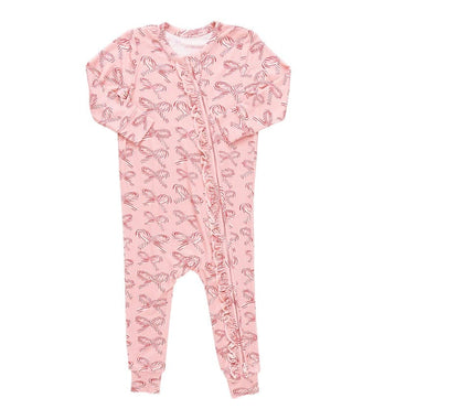 Pink Chicken RUFFLE CANDY CANE BOWS