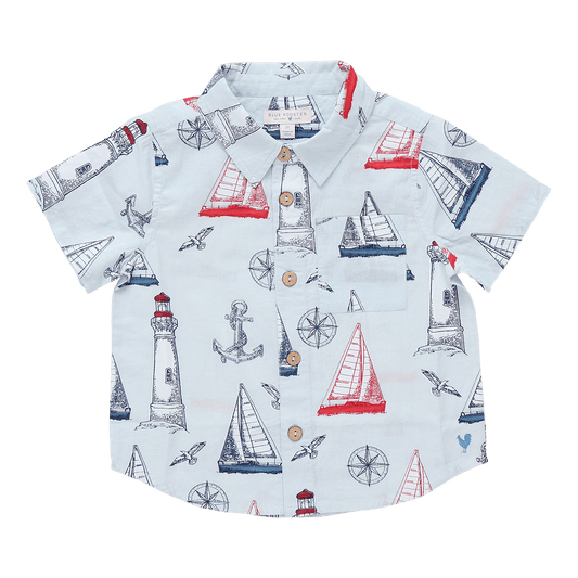Pink Chicken Boys jack Shirt Nautical Adventure