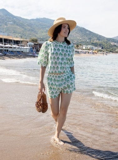 PINK CHICKEN Pink Chicken Womens Misha Scallop Top - Green Strawflower