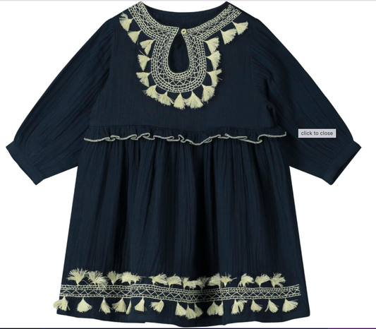 Poppet and Fox Embroidered keyhole neck dress