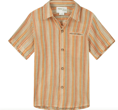 Poppet & Fox Poppet & Fox SS23 Boys Striped Orange SS shirt