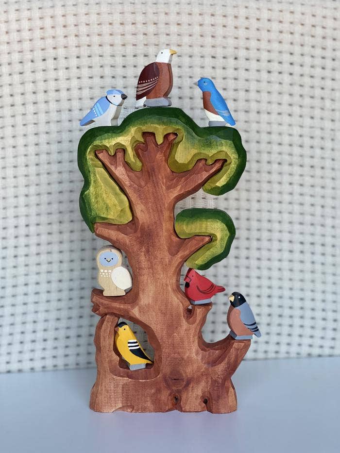 PoppyBabyCo Wooden Bird Tree Toy